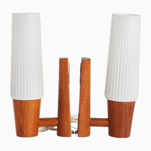 Teak and Glass Sconces, Sweden, 1960s, Set of 2