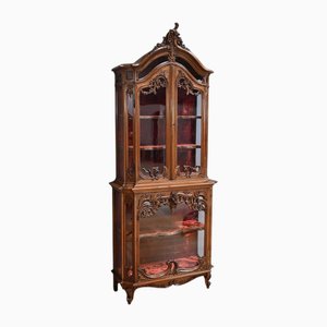 Rocaille Style 2-Body Display Case in Walnut, Liège, Belgium, Late 19th Century