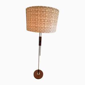 Height-Adjustable Floor Lamp in Teak and Chrome-Plated Metal from Temde Leuchten, 1950s