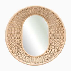 Vintage Mirror with Braided Rattan Frame