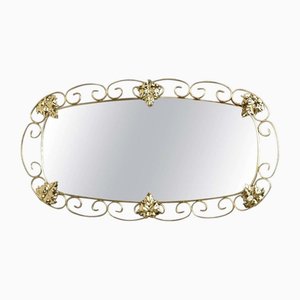 Miroir Vintage Ovale en Laiton, 1950s