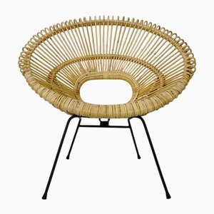 Sedia in metallo e vimini di Franco Albini