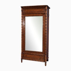 Art Nouveau Bamboo-Style Pitchpin Mirror Cabinet, Early 20th Century