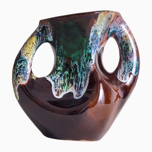 Large Vase in Fat Lava Drip Glaze from Vallauris, 1950s