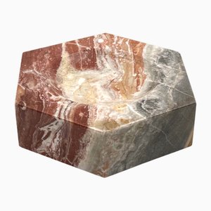 Modern Hexagonal Multicolored Marble Ashtray Bowl, Italy, 1970s