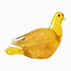 Gelbgoldene Vogelfigur aus Glas von Murano, 1960er