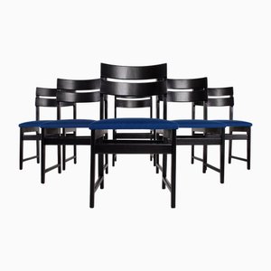 Brutalistische Schwarze Stühle, 1970er, 6er Set