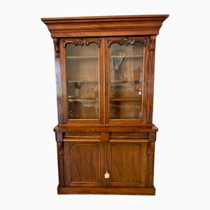 Antique Victorian Figured Mahogany Bookcase, 1860