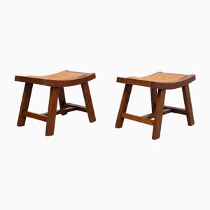Brutalistische Fußhocker aus gebogener Eiche, 1950er, 2er Set