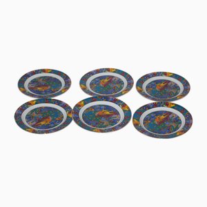 Assiettes à Dessert en Porcelaine, France, 1990s, Set de 6