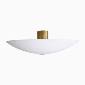 Plafonnier Moderne en Laiton et Verre par Florian Schulz, 1970s