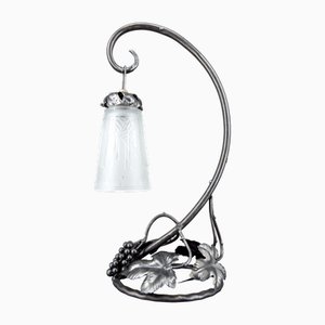 Lampe Art Déco en Fer Forgé avec Vigne et Raisin de Muller Frères Lunéville, 1930s