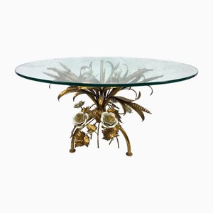 Hollywood Regency Floral Wheat Garbe Tisch im Stil von Coco Chanel, 1960er