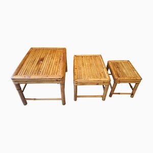 Nest of Bamboo Tables, 1960s, Set of 3