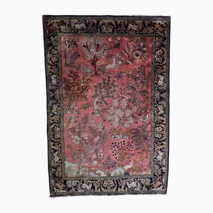 Hand-Knotted Silk Ghoum Rug, 1950s