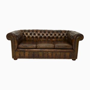 Vintage Deep Buttoned Leather Chesterfield Sofa, 1930