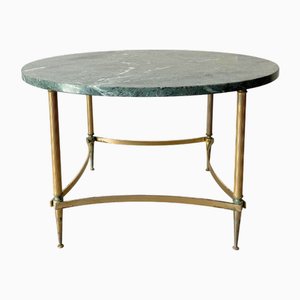 Italian Circular Green Marble Top Coffee Table from Maison Jansen, 1960s