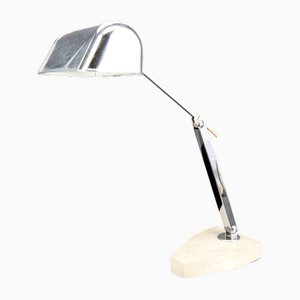Moderne Art Deco Schreibtischlampe aus Chrom, Aluminium & Marmor, Frankreich, 1930er