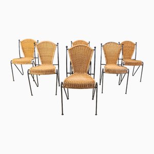Wicker Chairs by Frederick Weinberg, 1960s, Set of 6