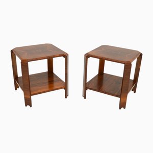 Art Deco Burr Walnut Side Tables, 1930, Set of 2