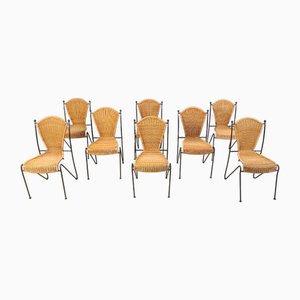 Wicker Chairs by Frederick Weinberg, 1960s, Set of 8