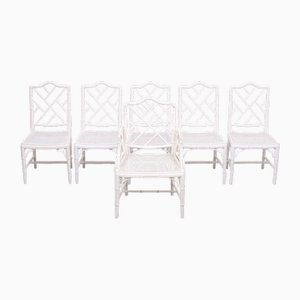 Chinese Chippendale Faux Bamboo Dining Chairs, 1970, Set of 6