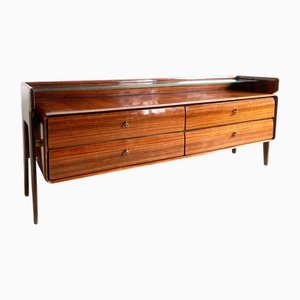 Rosewood Chest of Drawers and Glass Shelf, Italy, 1950s