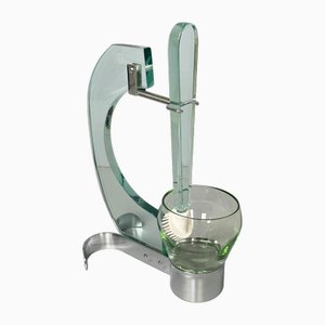 Brosse de Toilette Moderne en Verre et Métal, Italie, 1970s