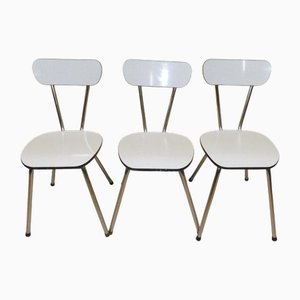 Chrome and White Formica Kitchen Chairs, 1960s, Set of 3