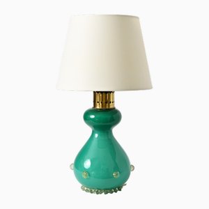 Italian Turquoise Glass Table Lamp, 1960s