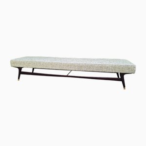 Grand Banc en Acajou Teinté Foncé avec Finitions en Laiton, 1950s
