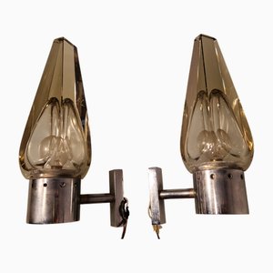 Flame Glass Wall Lamps from Seguso, 1960s, Set of 2