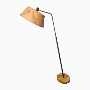Marble Floor Lamp with Fabric Shade and by Angelo Ostuni for Oluce, 1950s