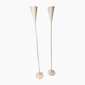 Mid-Century Style Luminator Floor Lamps with White Marble Bases by Angelo Lelli for Arredoluce Monza, Set of 2