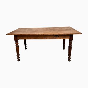 Small Farmhouse Table in Pine with Turned Legs, 1950s