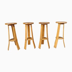 Vintage Brutalist Bar Stools, 1960s, Set of 4