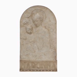 Antonio Rossellino, Flachrelief Madonna mit Kind, 1880er, Stuck