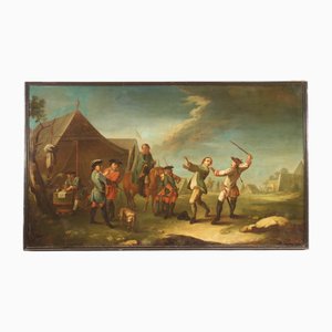 French Artist, Camp with Soldiers and Horses, 1840, Oil on Canvas