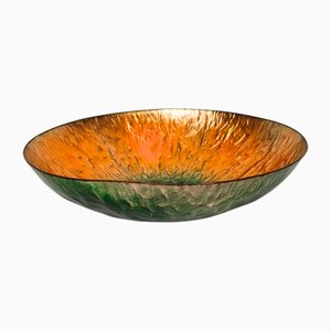 Silver-Plated and Enameled Copper Bowl by Paolo De Poli, 1960s