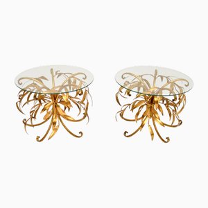 Vintage Gilt Metal Side Tables by Hans Kogl, 1960, Set of 2