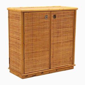 Sideboard aus Bambus & Korbgeflecht, 1980er