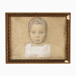 De Carolis, Child's Portrait, Pencil and White Lead on Paper