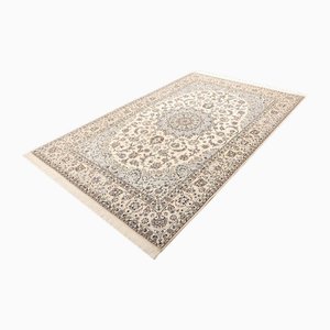 Middle Eastern Hand-Knotted Nain Rug with Floral Pattern