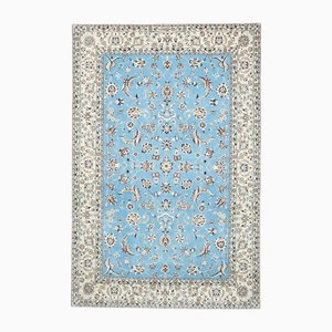 Middle Eastern Hand-Knotted Nain Rug with Floral Pattern