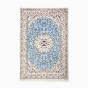 Middle Eastern Hand-Knotted Nain Rug with Floral Pattern