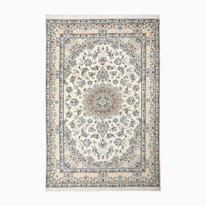 Middle Eastern Hand-Knotted Nain Rug with Floral Pattern