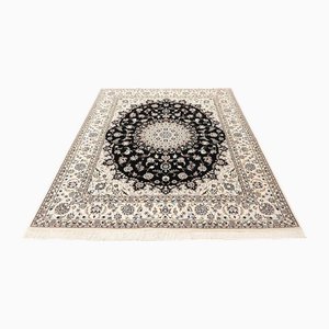 Middle Eastern Hand-Knotted Nain Rug with Floral Pattern