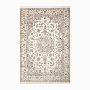 Middle Eastern Hand-Knotted Nain Rug with Floral Pattern