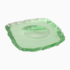 Cendrier ou Catchall en Cristal Vert Nil Martelé par Pietro Chiesa, Italie, 1950s