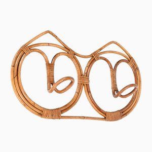 Portemanteau Rond en Bambou et Osier Tissé Main attribué à Franco Albini, Italie, 1960s